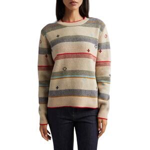 Pendleton 'Graphic' Beige Merino Wool Sweater Size S